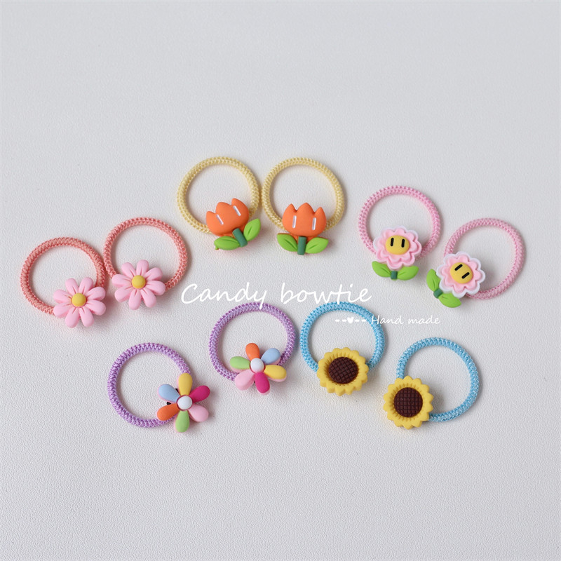 Candy bowtie 手工 可爱向日葵花朵宝宝小号发圈女童皮筋头绳