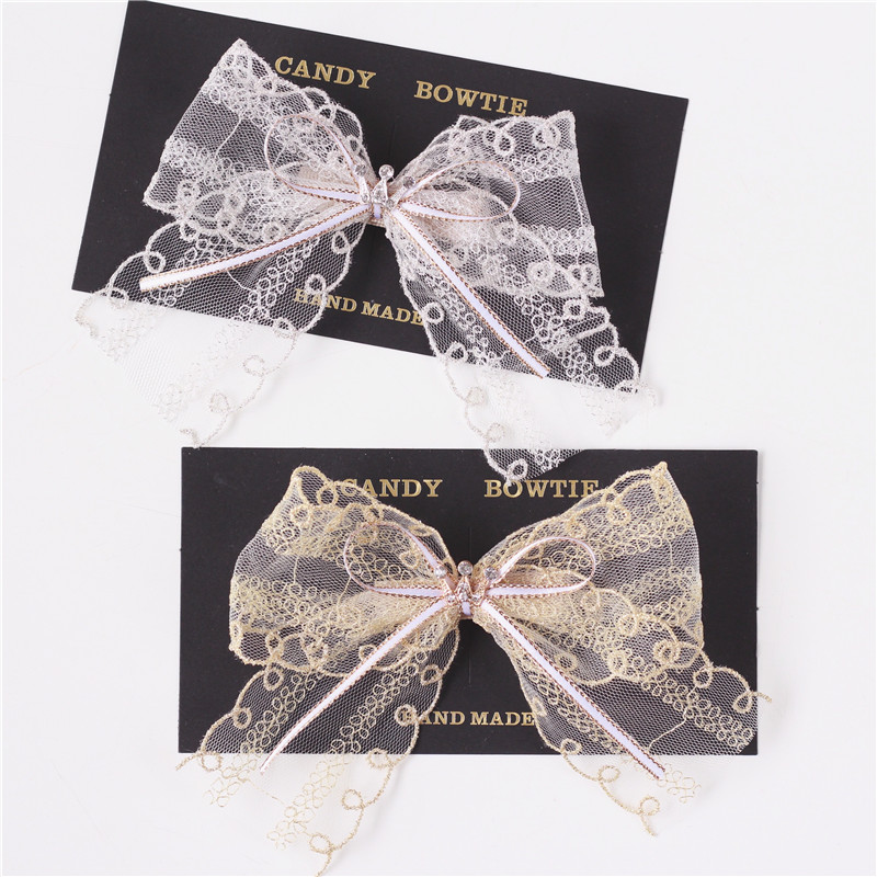 蕾丝蝴蝶结小皇冠拖尾发夹儿童