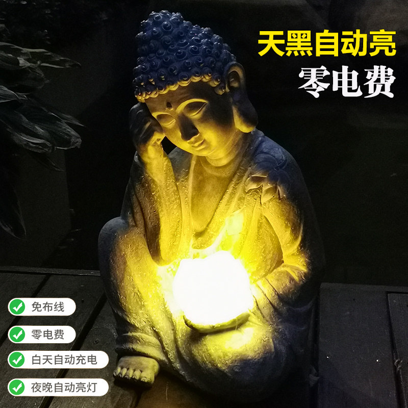 户外复古莲花佛像花园茶室禅意庭院布置玄关装饰阳台园艺造景摆件