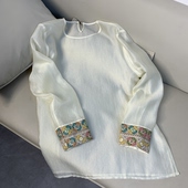 国风重工提花纯色直筒高腰显瘦百搭 新中式 云禾锦2025年早秋新款 衫