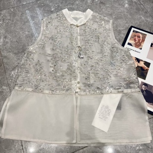 上衣 重工钉珠白色刺绣片轻国风马甲背心女新品 云禾锦新中式 年轻款