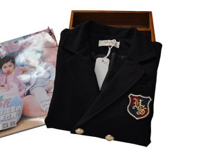 新款现货男童西装外套儿童春装短款黑色宝宝小西服双排扣洋气童装