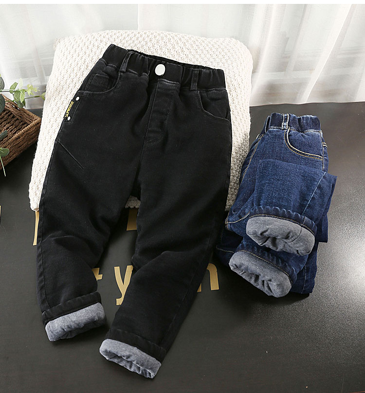 男童棉裤一件过冬夹裤牛仔裤保暖