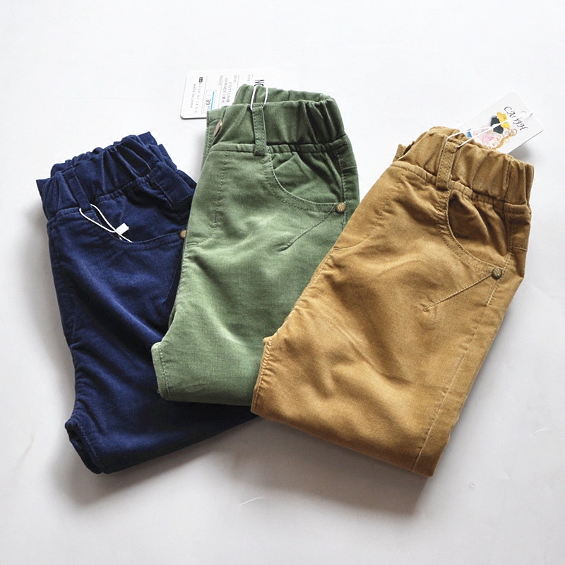 春秋单层弹力灯芯绒儿童裤子