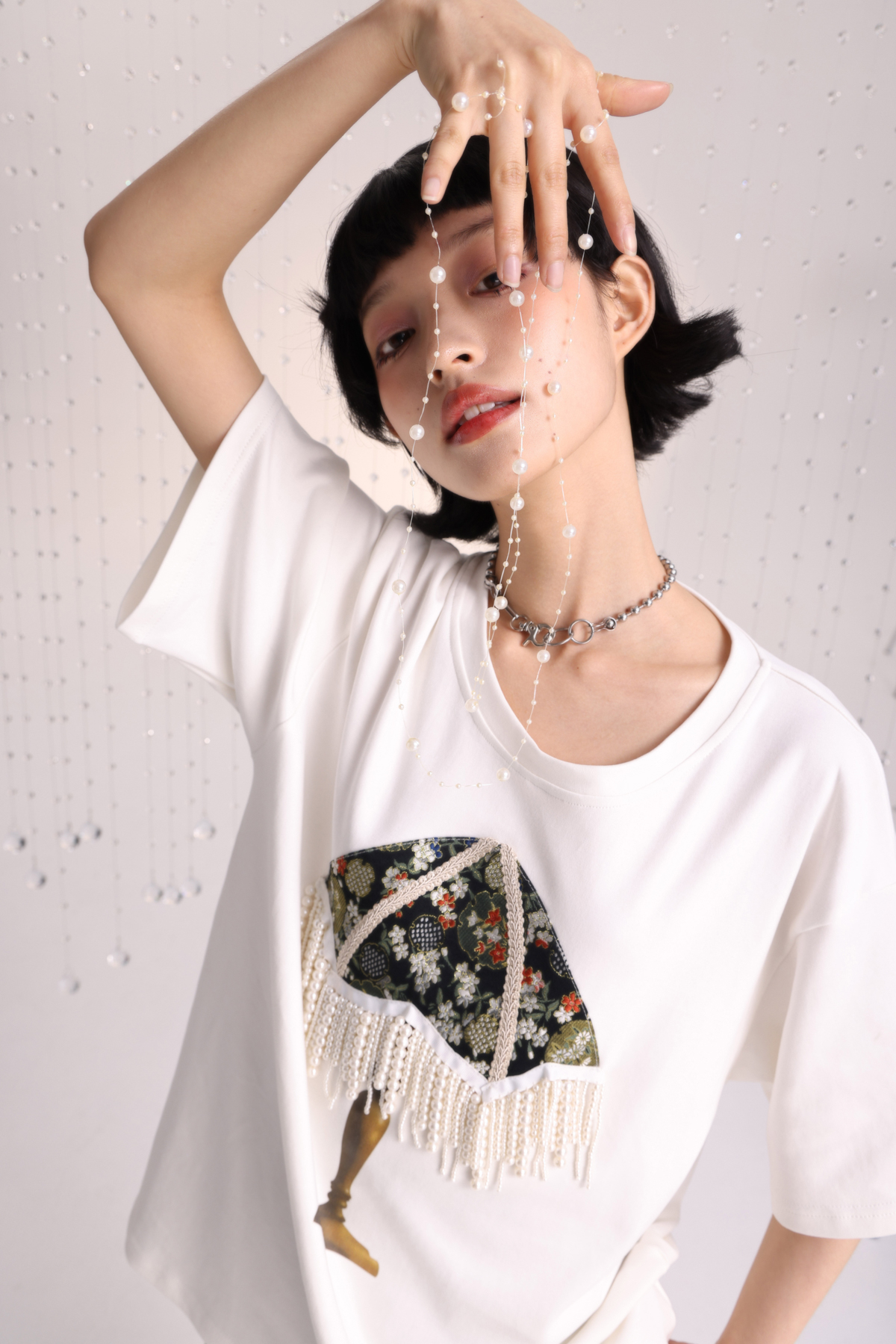 杨二大梦原创「琉璃盏」重工中古台灯花布T恤