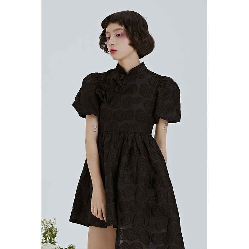 法式玫瑰设计感连衣裙