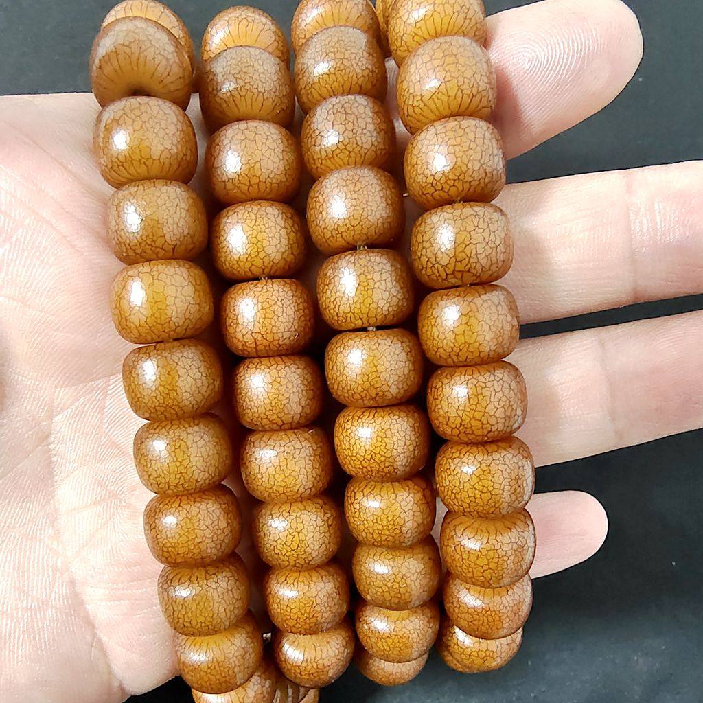 老型菩提根开片手持佛珠念珠盘玩桶珠苹果珠做旧手串文玩藏传男女