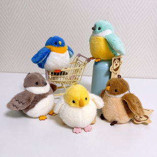 鼻涕熊鸟仿真发声小鸟钥匙扣毛绒玩具鹦鹉麻雀几维鸟翠鸟玩偶挂件