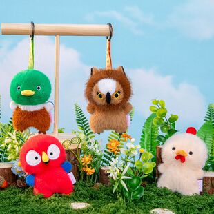 新款网红仿真小鸟卡通毛绒公仔挂件可爱萌宠绿头鸭捏捏解压钥匙扣