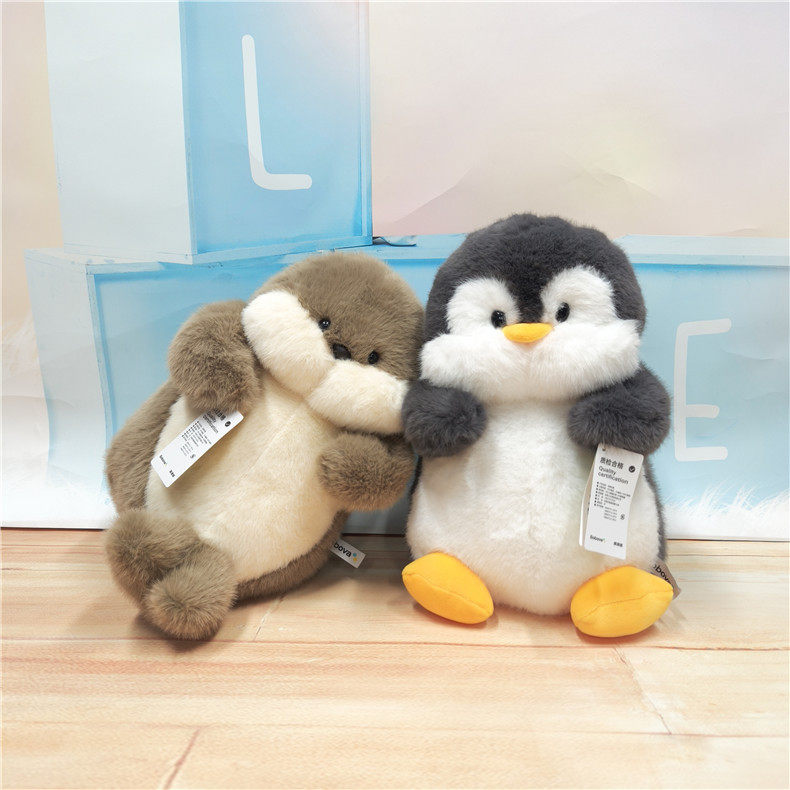 波波娃正版熊猫大象公仔玩偶坐姿小浣熊海豹陪睡安抚儿童生日礼物