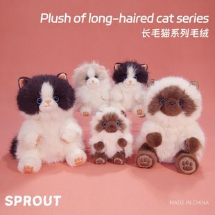 奶牛长毛猫系列挂件背包大容量毛绒玩具猫包玩偶公仔仿真布偶暹罗