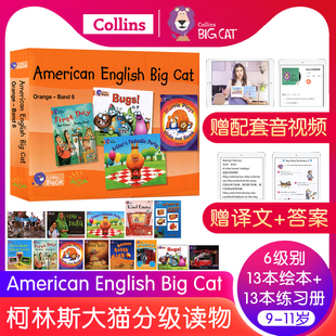 Collins出版 Big American 练习册共26册 Cat 6级书本 剑桥考试推荐 English 阅读英文儿童读物 支持小达人点读大猫英语分级阅读橙盒