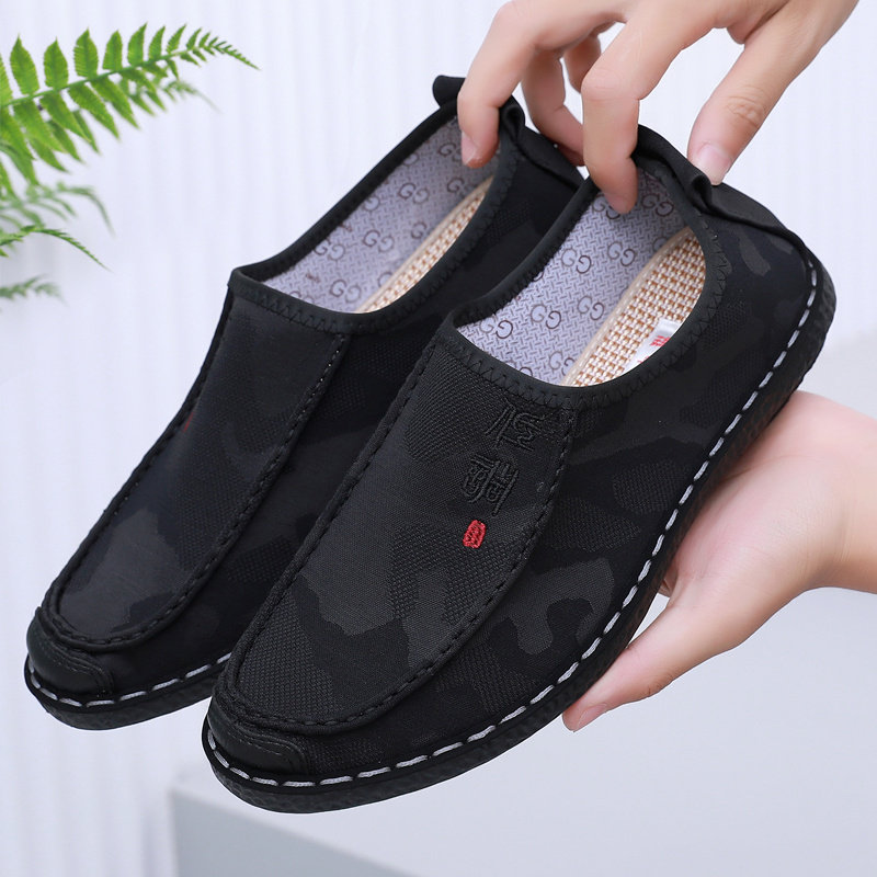 新款老北京布鞋男单鞋透气软底休闲帆布鞋一脚蹬懒人中老年爸爸鞋,流行男鞋,布鞋,淘宝优惠券,粉丝福利购,淘宝优惠卷