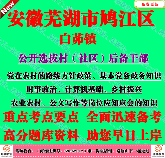 2025年芜湖市鸠江区白茆镇选拔村社区后备干部考试村官笔试题库