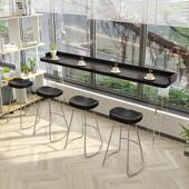 亚克力实木吧台桌黑色带围边商用靠窗悬浮透明高脚桌吧台桌椅组合