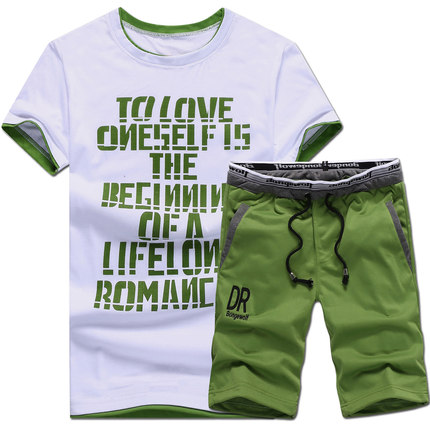 2016夏装新款纯色圆领短袖T恤男休闲运动套装衣服夏季男韩版T恤潮