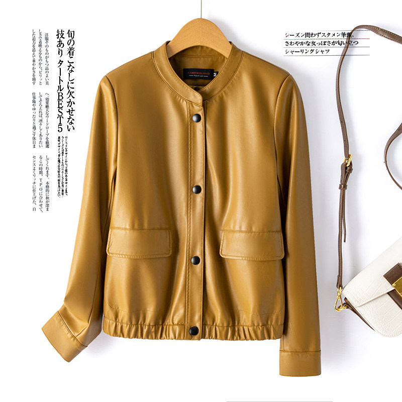 海宁春秋大码真皮皮衣女短款新款韩版休闲绵羊皮皮夹克小个子外套