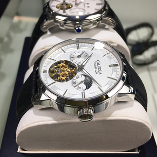 手表男款 卡罗莱正品 真皮男士 新款 镂空潮 全自动机械表防水时尚