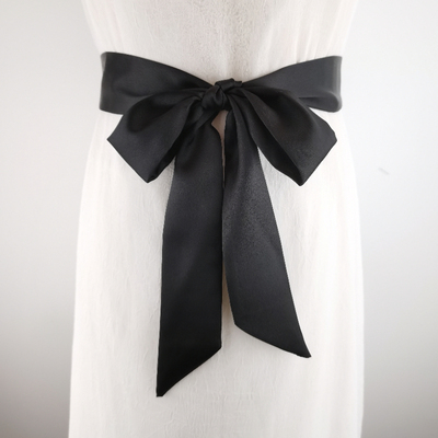 雪纺丝绸纯色百搭布腰带女