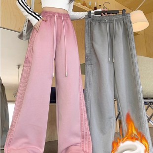 宽松直筒休闲裤 2025小众新款 风卫裤 女秋冬高街美式 ins 条纹运动裤