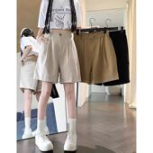 显瘦宽松休闲五分阔腿裤 2026小众韩系新款 女夏季 短裤 纯色百搭工装