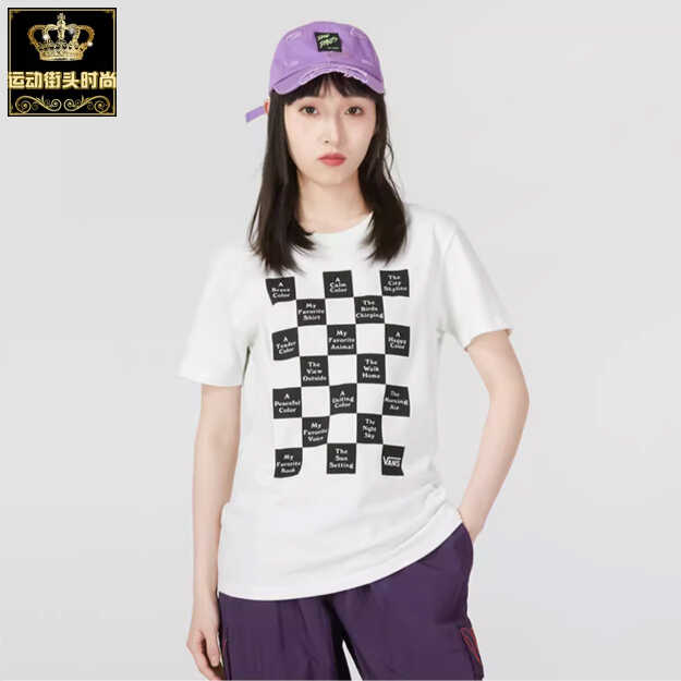 专柜正品 VANS 范斯 女纯棉宽松休闲运动短袖T恤背心 VN0A5L9CFS8