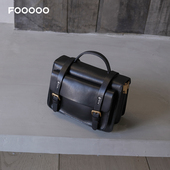 fooooobag植鞣系列「笑脸小方·大号」多层翻盖复古手提斜挎方包