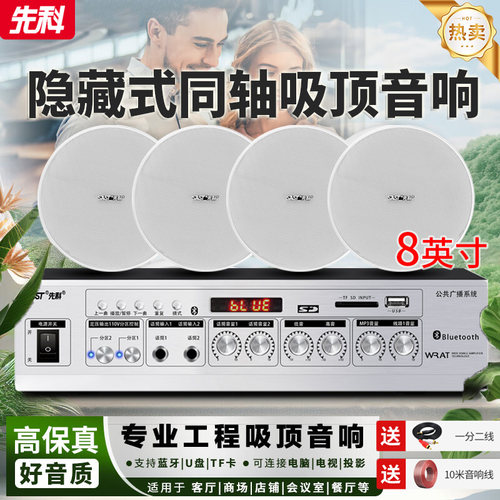 先科嵌入式全频喇叭吸顶蓝牙音箱