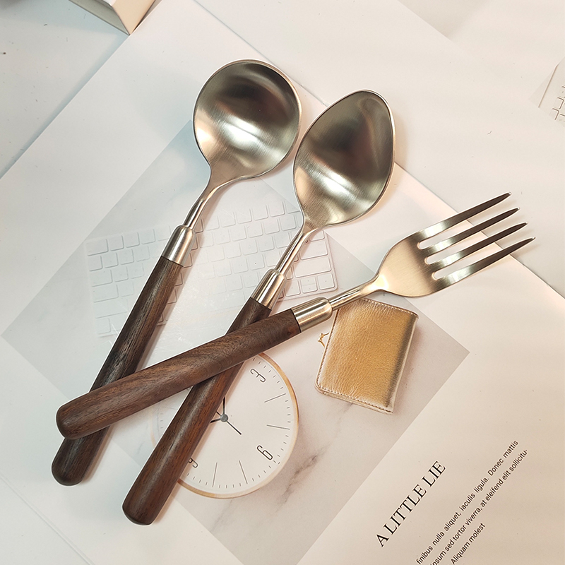 西餐刀叉不锈钢304胡桃木手柄