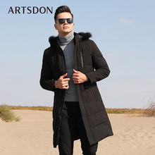 399元包邮 阿仕顿 男毛领长款羽绒服 专柜同款