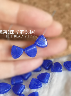 M1（单颗）库存 蓝紫色横孔缠丝玻璃扁珠手串项链耳环配珠散珠