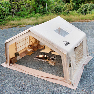 酷迪coody10㎡充气帐篷春夏野外露营过夜户外防风防雨棉布屋脊帐