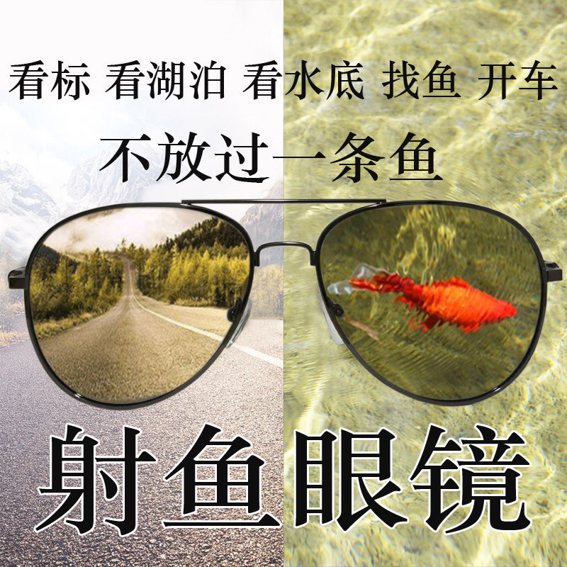 钓鱼射鱼眼镜看水底 专用 户外高清偏光镜男变色智能日夜两用墨镜