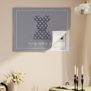 电表箱遮挡帘免打孔客厅配电箱装饰帘布艺现代简约电闸挂帘遮丑布