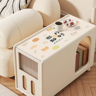 可爱卡通客厅边几窄柜防滑桌垫沙发侧边柜防水防油免洗皮革保护垫