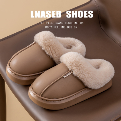 男士厚底防水棉拖鞋女款冬季保暖