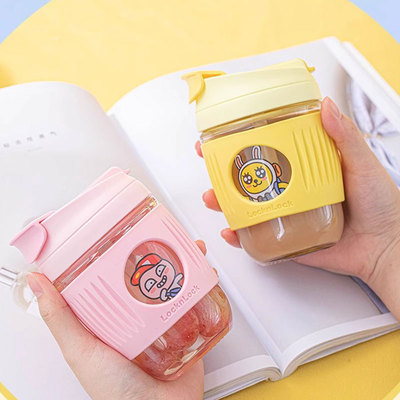 乐扣双饮口玻璃杯耐高