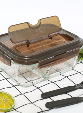 乐扣乐扣饭盒便当盒耐热玻璃分隔微波炉专用LLG447CT上班族保鲜盒