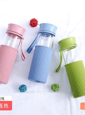 乐扣乐扣水杯创意男女透明玻璃杯学生耐热过滤网便携茶水杯LLG673