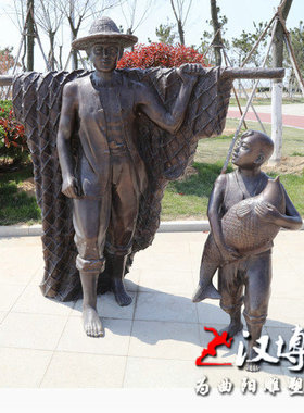 玻璃钢渔民归来人物定做园林景观
