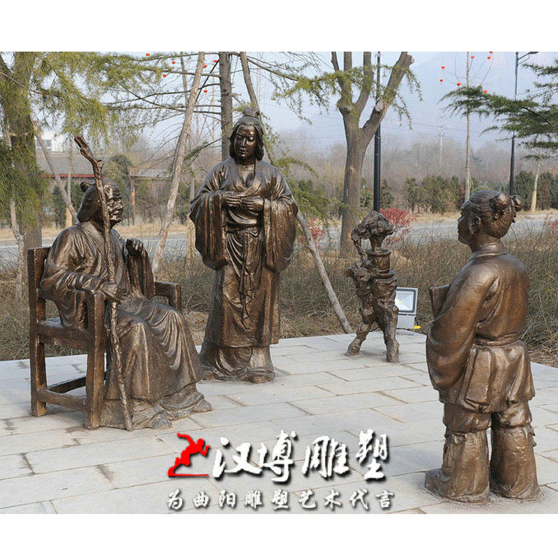 二十四孝文化姑乳不怠古代人物雕塑玻璃钢孝道铜雕城市广场景观