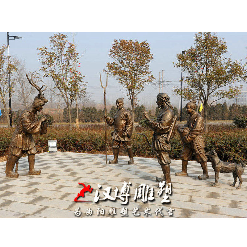 玻璃钢仿铜人物雕塑二十四孝文化鹿乳奉亲铜雕城市景区景观定制做