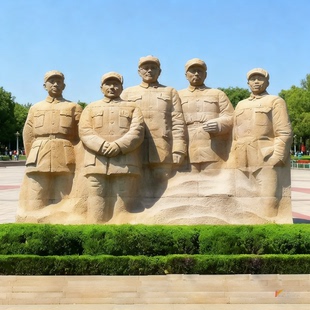 人物石雕塑像定制五大常委玻璃钢雕塑家制作户外大型名人雕刻摆件