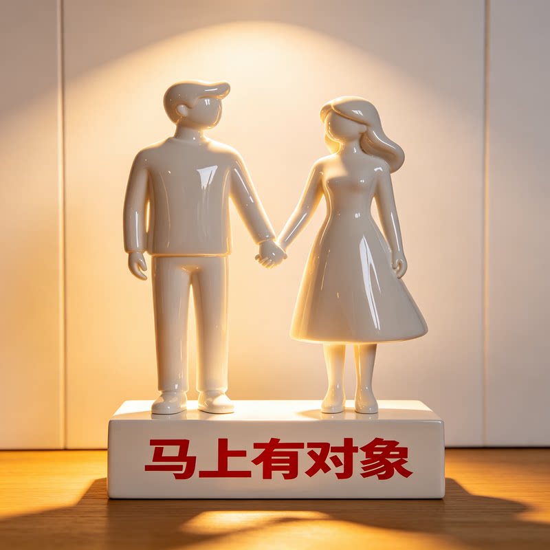 爱情主题雕塑寓意雕塑马上有对象卡通人物玻璃钢艺术彩绘雕塑制作