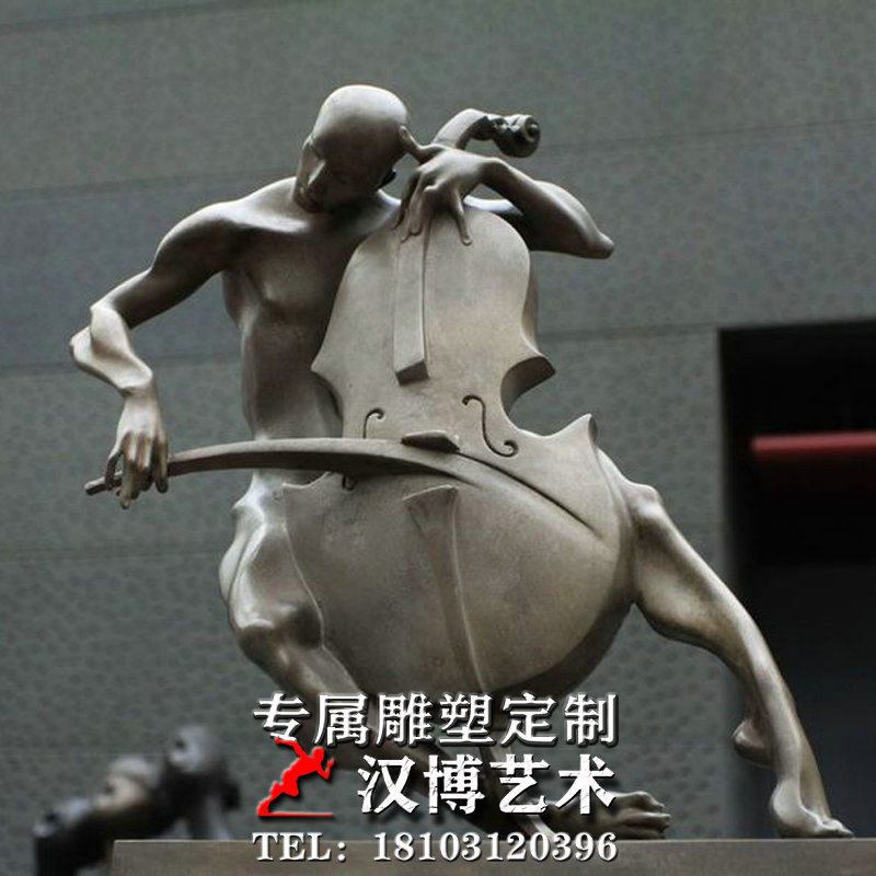 抽象拉小提琴雕塑玻璃钢雕塑制作铸铜材质雕塑制作城市景观雕塑