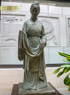 纺织人物铸铜雕像城市广场玻璃钢仿铜雕塑定制大型名人铜雕加工厂