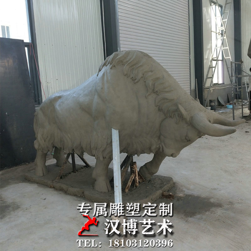 牛雕塑泥塑模型制作牦牛雕塑玻璃钢雕塑制作铸铜材质户外城市雕塑