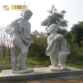 定制户外大型人物雕塑景观古代童子石雕像历史人物塑像石雕加工厂