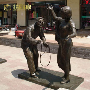 民俗量体裁衣情景玻璃钢铜雕人物制作商业街步行街户外小品雕塑