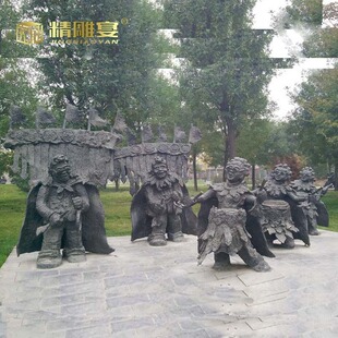 中国传统文化民俗民风大荔花芷鼓群雕铜雕人物玻璃钢小品景观雕塑